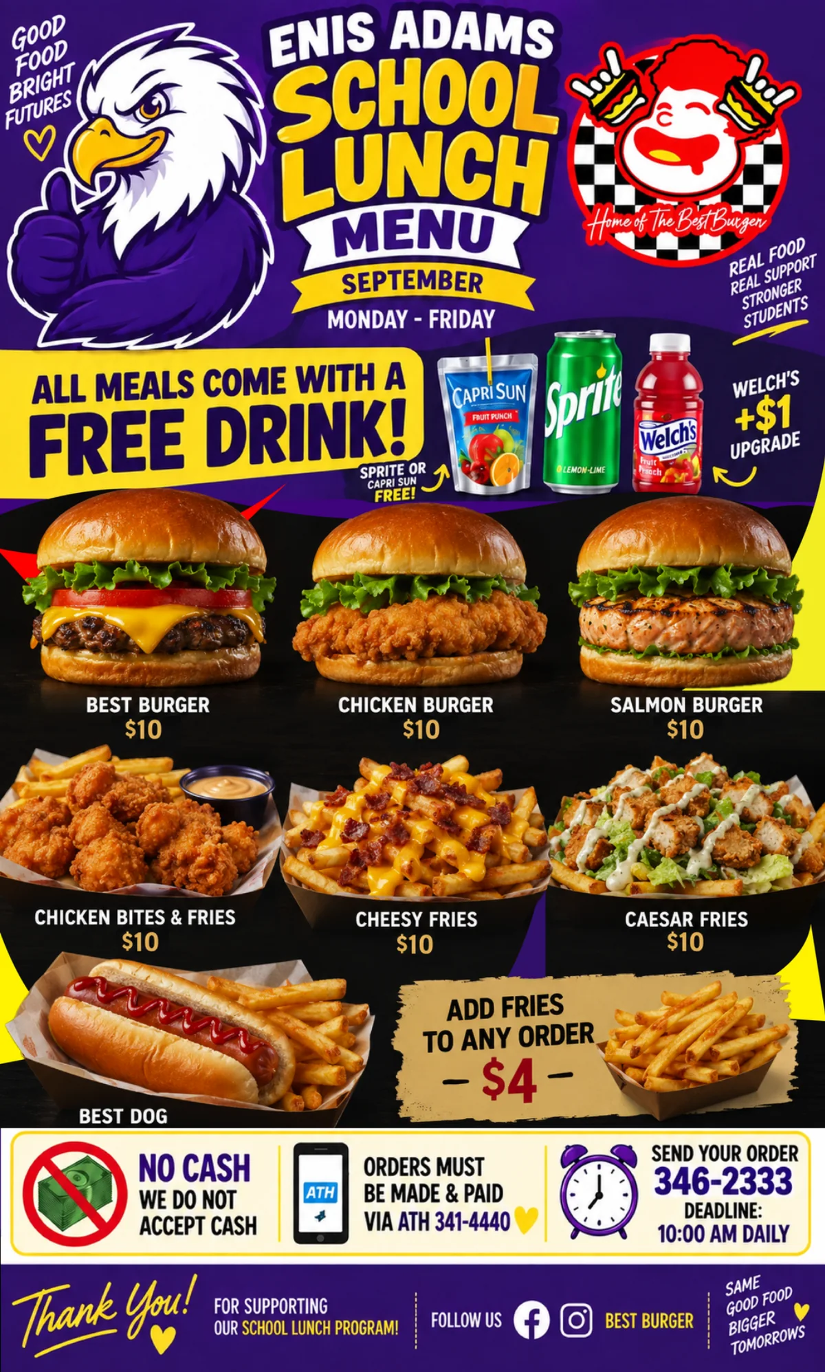 Enis Adams school lunch menu
